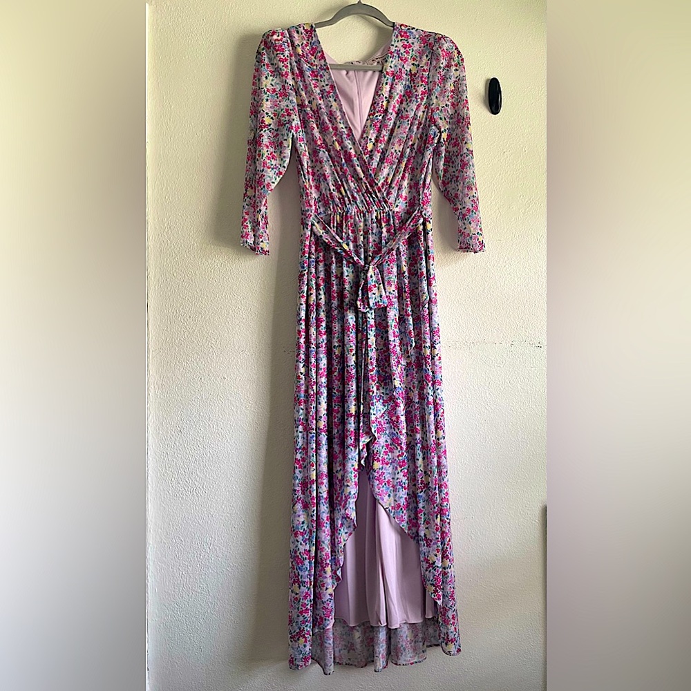 bcbgeneration abstract floral wrap maxi dress